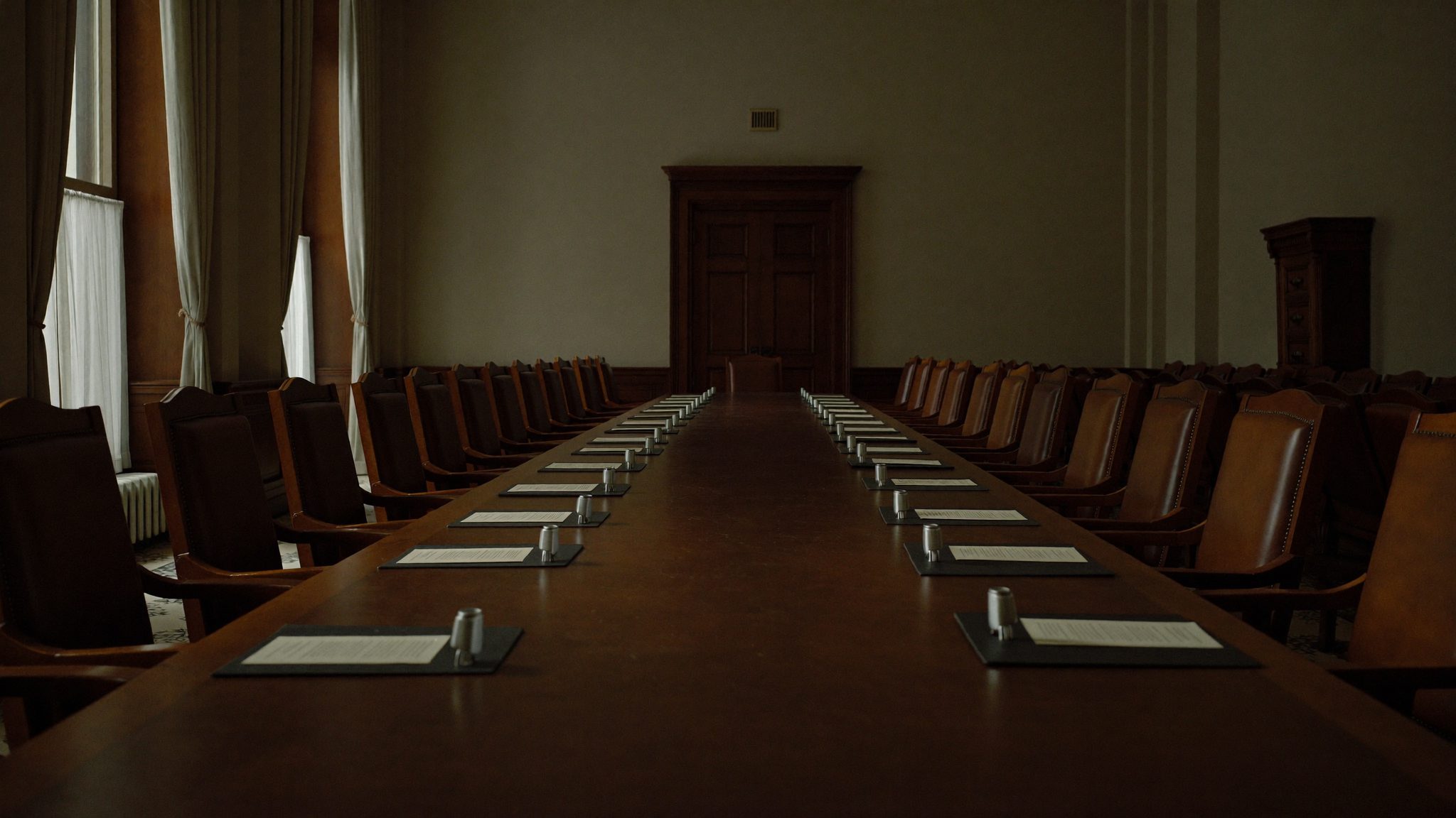 The boardroom table at Nireston & Heritage Capital, resurfaced twice